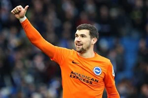 Images Dated 4th March 2018: Brighton and Hove Albion's Mat Ryan Celebrates Historic Premier League Victory Over Arsenal