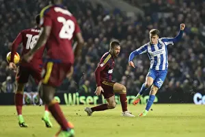 Ipswich Town 14FEB17 Prints: Brighton & Hove Albion's Solly March Aims for the Net against Ipswich Town