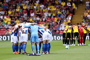 Watford Away 11AUG18 Prints: Brighton and Hove Albion's Team Huddle Before Kick-off Against Watford (11AUG18)
