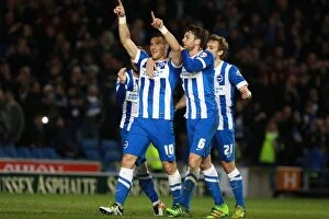 Images Dated 15th April 2016: Brighton and Hove Albion's Tomer Hemed Celebrates Goal Against Fulham in Sky Bet Championship
