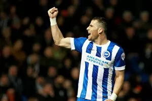 Images Dated 15th April 2016: Brighton & Hove Albion's Tomer Hemed Celebrates Championship Goal Against Fulham (15APR16)