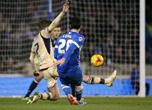 Shoots Prints: Brighton Midfielder Beram Kayal Fires Shot Against Leeds United - Championship Clash