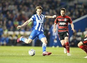 Images Dated 14th April 2015: Brighton Midfielder Dale Stephens Fires a Shot Against Huddersfield Town (April 2015)