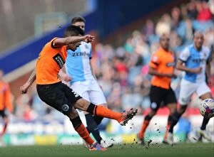 Images Dated 21st March 2015: Brighton Midfielder Emmanuel Ledesma Fires Away Against Blackburn Rovers