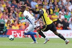 Images Dated 11th August 2018: Brighton's Bissouma Outmuscles Capoue in Premier League Clash vs. Watford (11AUG18)