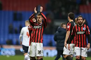 Brighton's Joe Bennett Applauds Fans Amidst Tension: Bolton Wanderers vs. Brighton and Hove Albion (28FEB15)