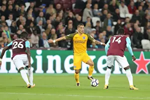 West Ham United 20OCT17 Prints: Brighton's Knockaert Tangles with Masuaku and Obiang in Intense West Ham Clash (20OCT17)