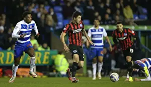 Reading 10MAR15 Prints: Brighton's Ledesma in Action against Reading in Championship Clash (10MAR15)