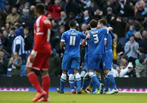 Nottingham Forest 07FEB15 Prints: Brighton's Lewis Dunk Scores and Celebrates in Championship Clash vs