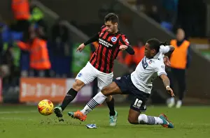 Bolton Wanderers 28FEB15 Prints: Brighton's Sam Baldock Battles for Goal Against Bolton Wanderers in Championship Match (28FEB15)