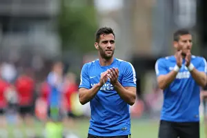 Applauds The Fans Prints: Brighton's Sam Baldock Fights for Goal against Fulham in Sky Bet Championship Clash (15/08/2015)