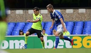 Images Dated 29th August 2015: Brighton's Sam Baldock Fights for Goal Against Ipswich Town in Championship Clash (28/08/2015)