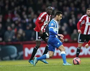 Brentford 03JAN15 Prints: Brighton's Sam Baldock Goes Head-to-Head with Brentford in FA Cup Clash (03JAN15)