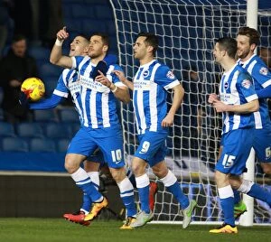 Images Dated 29th February 2016: Brighton's Tomer Hemed Scores Penalty Against Leeds United - Sky Bet Championship 2016
