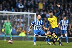 Images Dated 25th January 2015: Bruno Saltor of Brighton and Hove Albion Faces Off Against Arsenal in FA Cup Match, January 2015