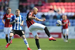 Wigan Athletic 18APR15 Prints: Bruno Saltor Defending for Brighton and Hove Albion against Wigan Athletic