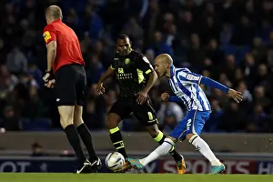 Leeds United - 02-11-2012 Prints: Bruno Saltor Tackles in Intense Brighton & Hove Albion vs Leeds United Championship Clash (November 2)
