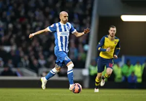 Arsenal 25JAN15 Prints: Bruno Saltor vs Arsenal: Tense Moment in FA Cup Match between Brighton and Hove Albion