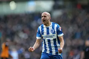 Brighton Defender Scores And Celebrates Prints: Bruno Saltor's Stunner: Brighton Defender Scores Dramatic Goal Against Wolverhampton Wanderers (14MAR15)