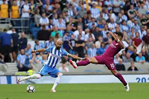 Manchester City 12AUG17 Prints: Bruno vs Aguero: Clash of the Titans in Brighton & Hove Albion vs Manchester City (12th August 2017)