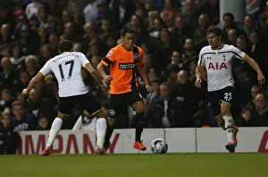 Tottenham Hotspur 29OCT14 Prints: Chicksen's Defiant Stand: Intense Moment from Tottenham vs