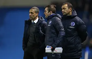 Leeds United 24FEB15 Prints: Chris Hughton and Brighton Assistants Nathan Jones and Colin Calderwood Strategize Against Leeds United
