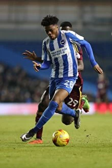 Images Dated 14th February 2017: Chuba Akpom (28) of Brighton & Hove Albion in Action Against Ipswich Town