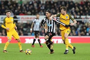 Images Dated 30th December 2017: A Clash of Talents: Perez vs. Stephens in Newcastle vs. Brighton Premier League Showdown (30DEC17)