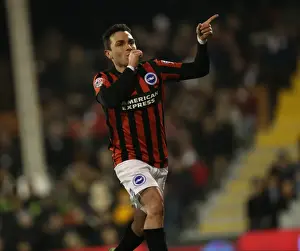 Fulham 29DEC14 Prints: Colunga Scores Dramatic Penalty for Brighton against Fulham at Craven Cottage (29DEC14)