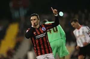 Fulham 29DEC14 Prints: Colunga Scores Penalty for Brighton against Fulham at Craven Cottage (29DEC14)