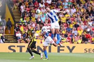 Images Dated 11th August 2018: Competing for Supremacy: Duffy and Fernandes vs. Pereyra in the Premier League Clash between Watford