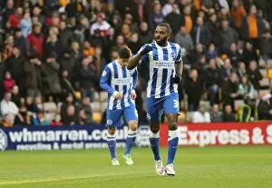 Images Dated 20th December 2014: Darren Bent Scores and Celebrates: Wolverhampton Wanderers vs. Brighton and Hove Albion