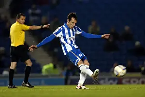 Millwall - 18-12-2012 Prints: David Lopez Takes a Free Kick in Brighton & Hove Albion vs Millwall, December 2012