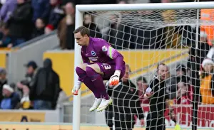 Wolverhampton Wanderers 20DEC14 Prints: David Stockdale Focuses in Net for Brighton and Hove Albion against Wolverhampton Wanderers (20DEC14)