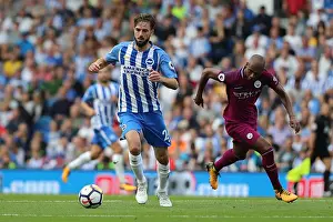 Manchester City 12AUG17 Prints: Davy Propper of Brighton & Hove Albion Faces Manchester City in Premier League Showdown (12AUG17)