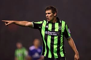 Images Dated 23rd October 2012: Dean Hammond: Directing the Charge for Brighton & Hove Albion at Leicester, 2012