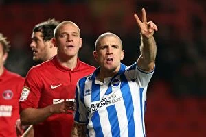 Images Dated 8th December 2012: Decisive Moment: Adam El-Abd Signals for Brighton's Win at Charlton Athletic (12-12-2012)