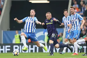 Everton 15OCT17 Prints: Duffy vs Rooney: Intense Battle at the American Express Community Stadium - Brighton and Hove Albion vs Everton