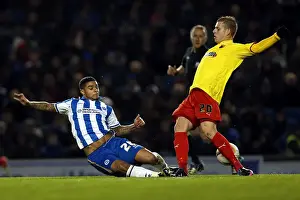 Watford - 29-12-2012 Prints: Epic Slide Tackle by Liam Bridcutt: Brighton & Hove Albion vs Watford