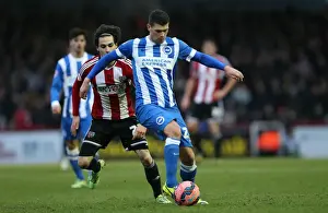 Brentford 03JAN15 Prints: FA Cup 2015: Danny Holla of Brighton and Hove Albion Faces Off Against Brentford