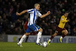 Adam El-Abd Collection: Focused Defender: Adam El-Abd's Unyielding Performance for Brighton & Hove Albion FC