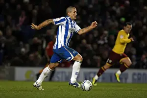 Season 2011-12 Prints: Focused Defender: Adam El-Abd's Unyielding Performance for Brighton & Hove Albion FC