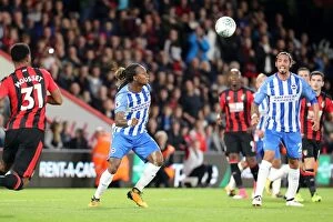Images Dated 19th September 2017: Gaetan Bong Defends: Bournemouth vs. Brighton and Hove Albion in EFL Cup (19SEP17)