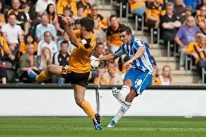 Images Dated 18th August 2012: Gary Dicker crosses Hull City Brighton HA 120818