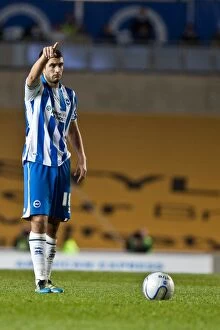 Images Dated 10th April 2012: Gary Dicker Ready for Free Kick: Brighton & Hove Albion vs. Reading, April 10, 2012