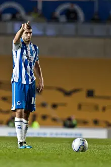 Reading - 10-04-2012 Prints: Gary Dicker Ready for Free Kick: Brighton & Hove Albion vs. Reading, April 10, 2012