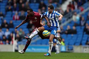 Event:bn 20130105 Prints: Gary Dicker vs Newcastle Utd: Intense Possession Battle at Brighton & Hove Albion's Amex Stadium