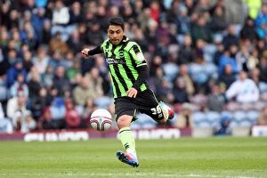 Images Dated 6th April 2012: Gonzalo Jara Reyes in Action: Brighton & Hove Albion vs Burnley, April 2012