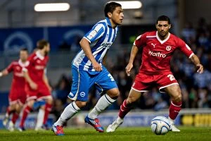 Images Dated 10th April 2012: Gonzalo Jara Reyes in Action for Brighton & Hove Albion vs. Reading, Npower Championship