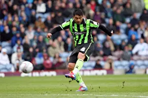 Gonzalo Jara Reyes Shoots for Brighton & Hove Albion against Burnley, Npower Championship, 2012